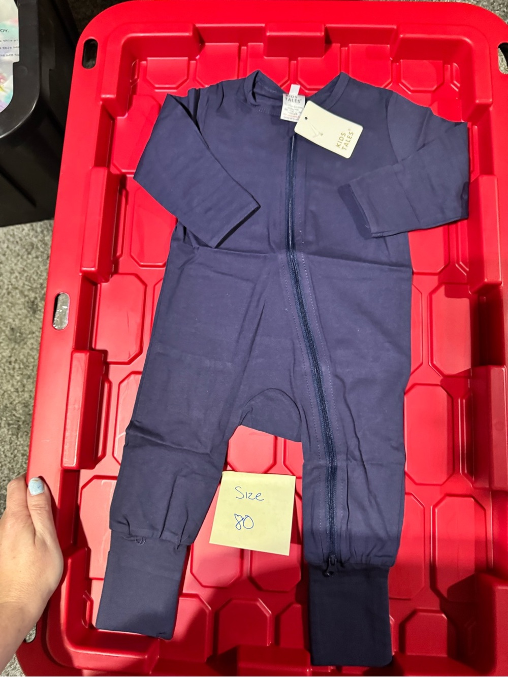 Kids Tales Navy Zip-Front Kids One-Piece
